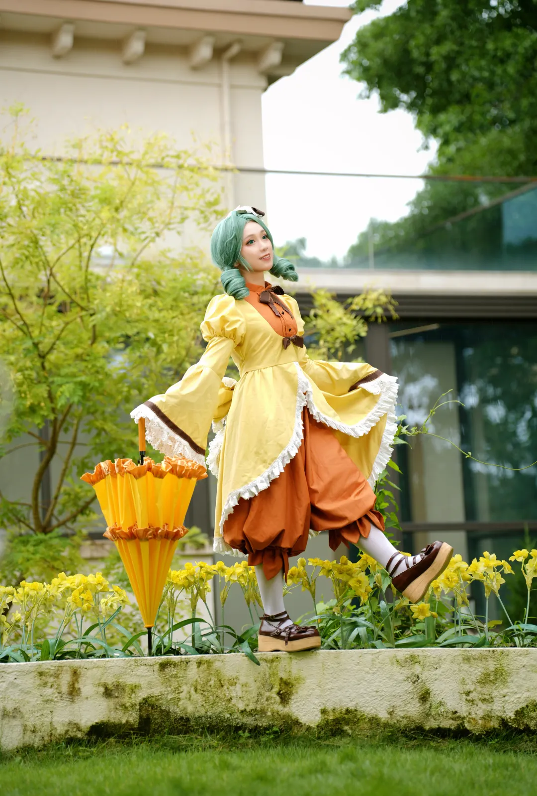 二次元cos, cosplay穿搭, 蔷薇少女, 绿发假发, 金丝雀cos - 第7张