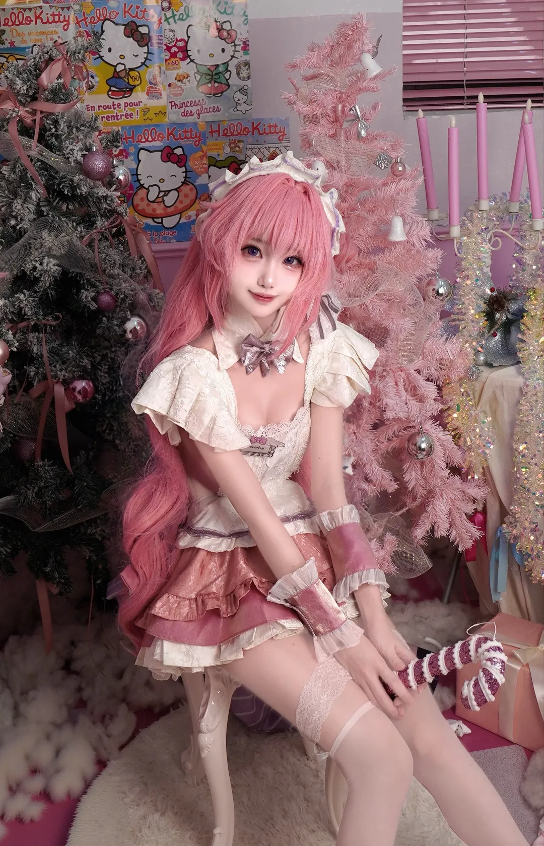 二次元摄影, 胜利女神, 粉色系cosplay, 桃乐丝cos, 圣诞布景 - 第5张