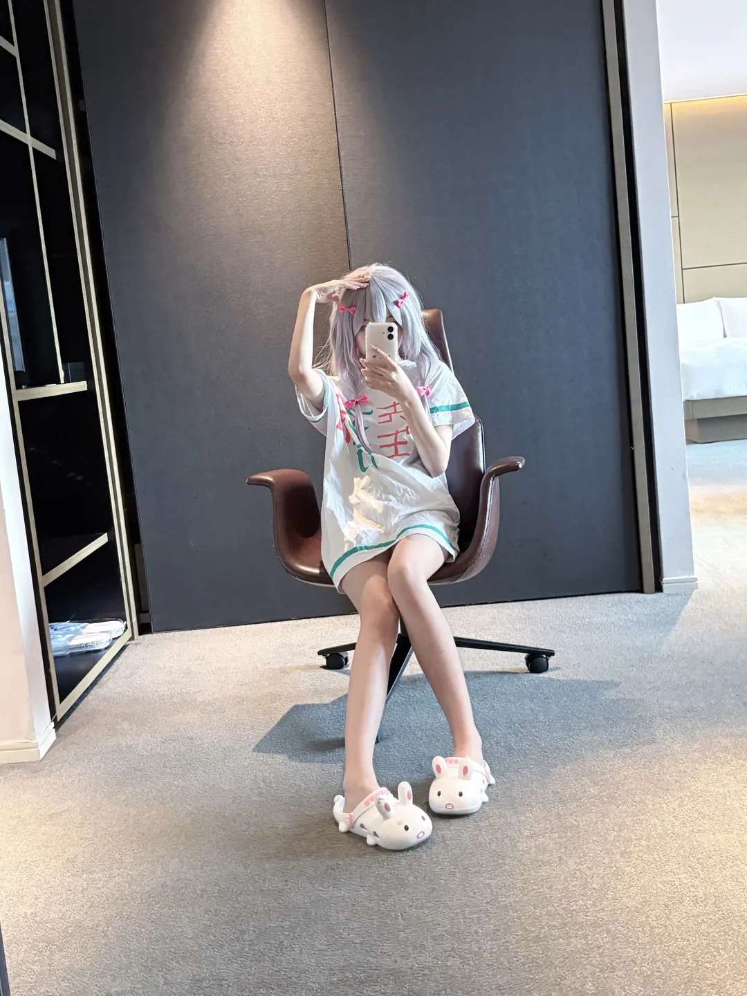 二次元cosplay, 埃罗芒阿老师, 和泉纱雾cos, 银发少女, 白色过膝袜 - 第2张