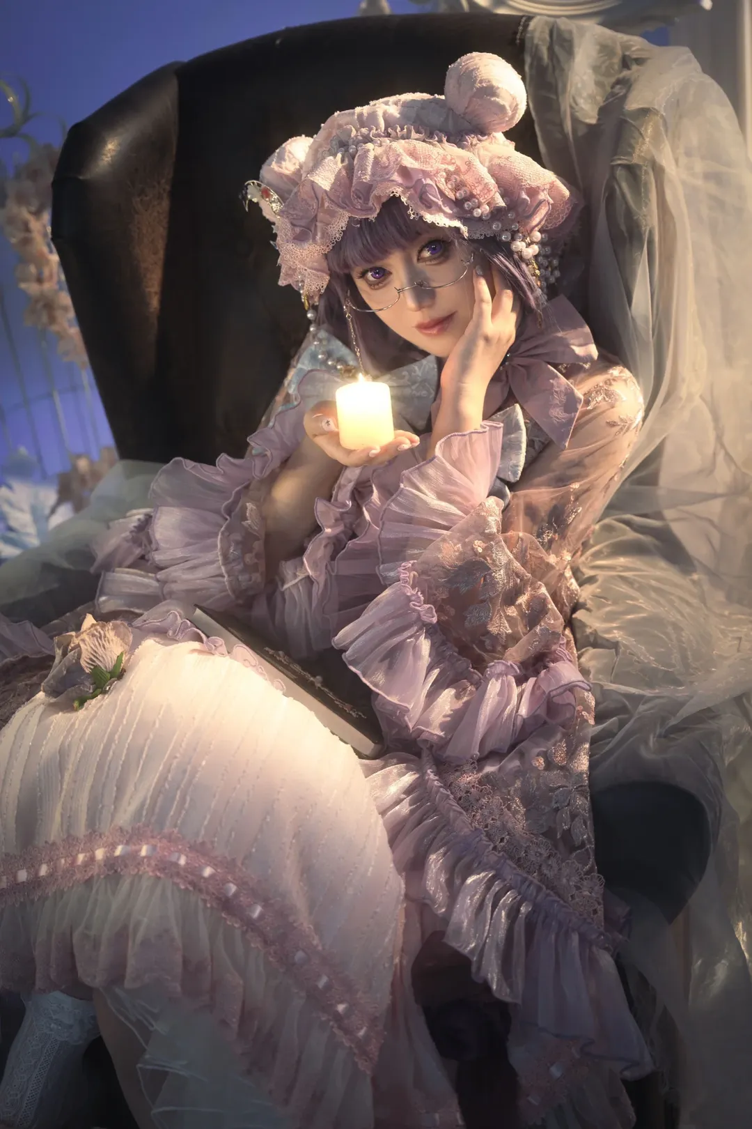 东方project, 帕秋莉cos, 洛丽塔洋装, 二次元美少女, 梦幻复古摄影 - 第5张