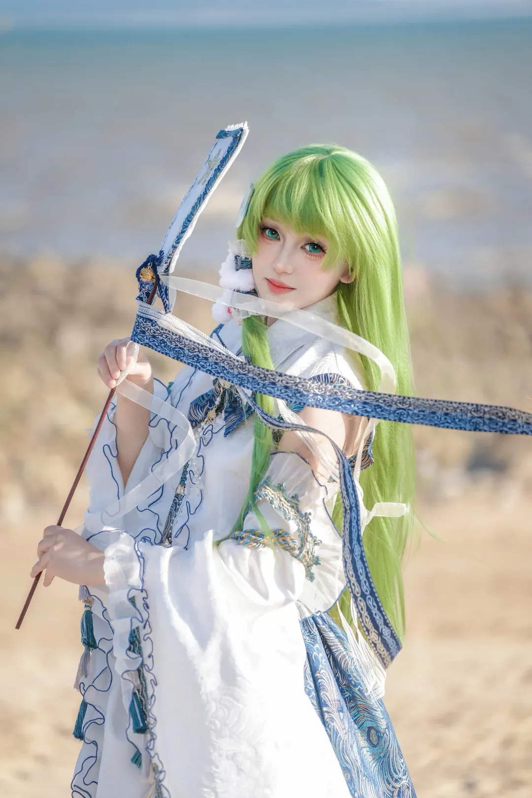Touhou Project, Anime cosplay, Kochiya Sanae Cosplay, Seaside photoshoot, Kazuha cosplay