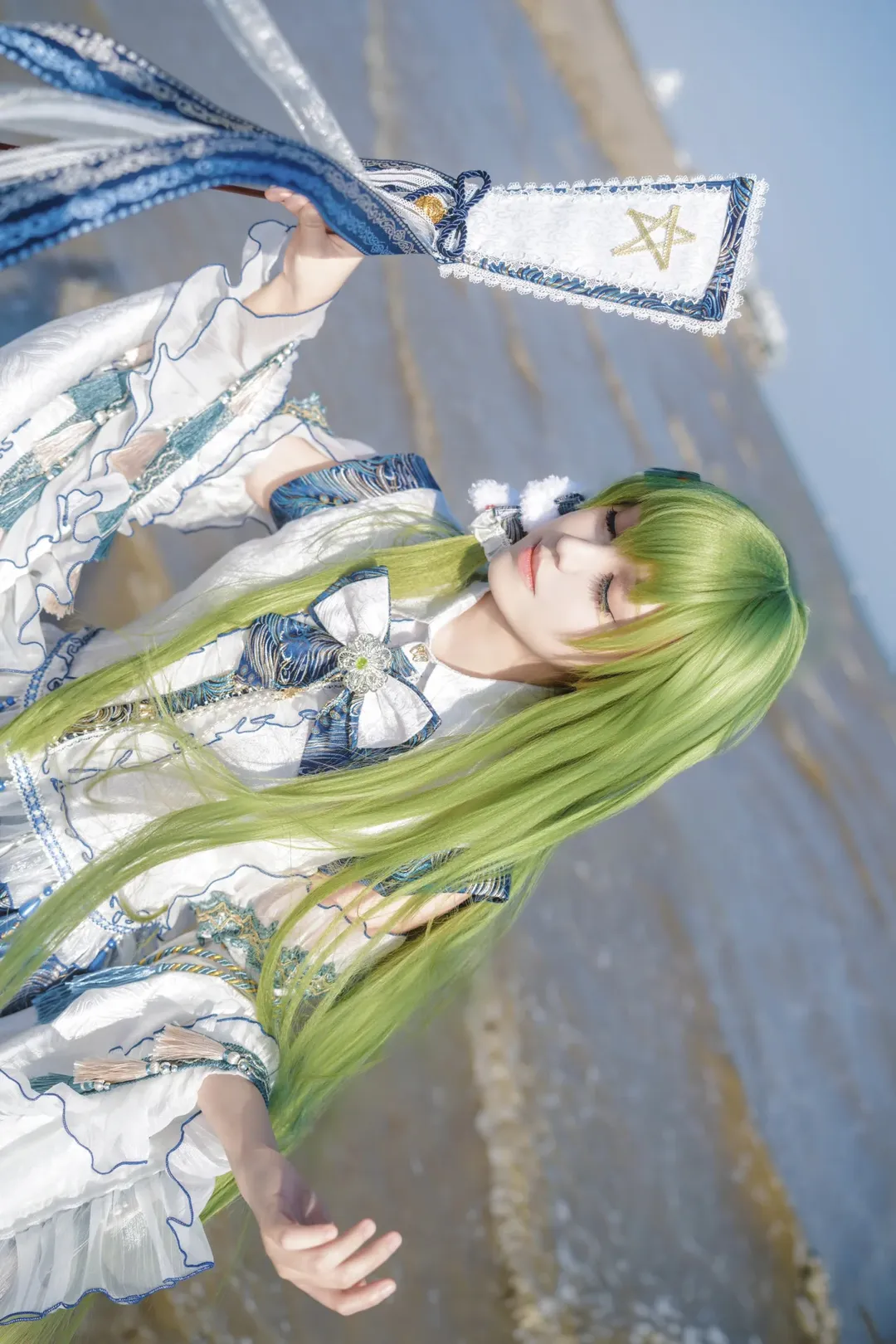东方Project, 二次元cosplay, 东风谷早苗cos, 海边写真, 风祝cos - 第4张