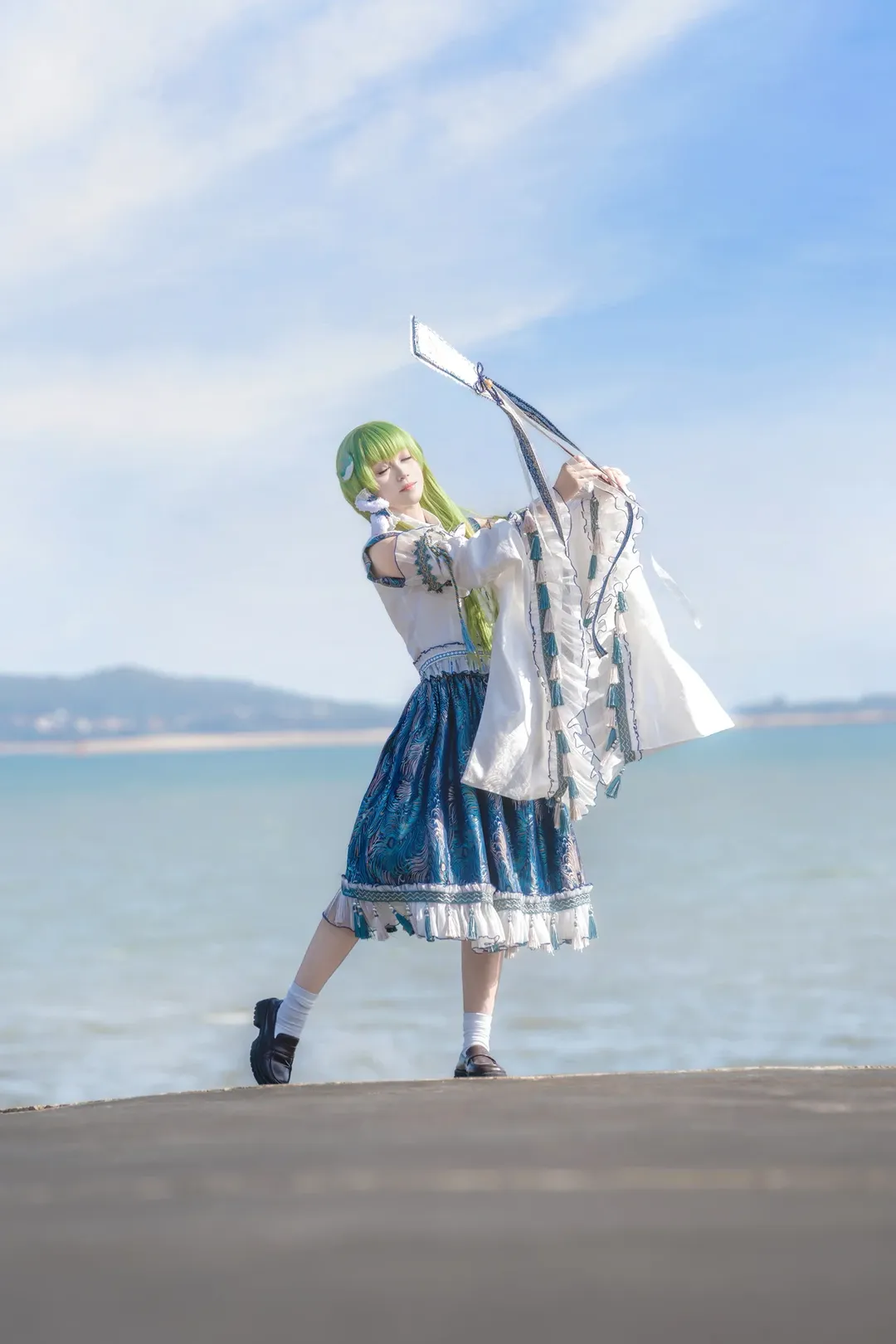 东方Project, 二次元cosplay, 东风谷早苗cos, 海边写真, 风祝cos - 第7张
