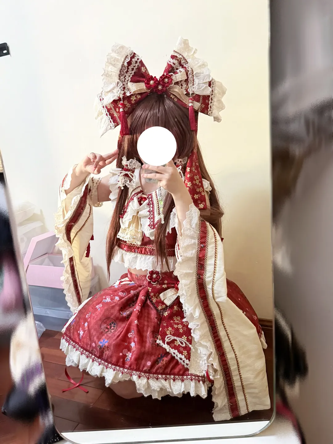 Reimu Hakurei Cosplay, Touhou Project, Anime convention outfit, Red and white shrine maiden, Lolita style - Image 2