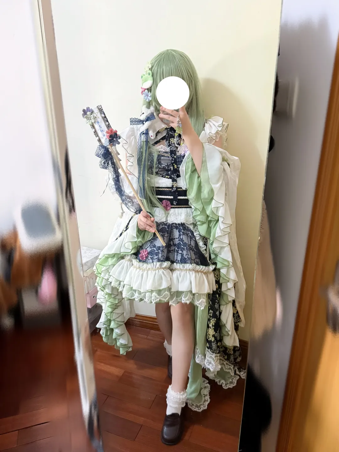 东方Project, 东风谷早苗cos, 对镜自拍, cosplay服装分享, Lolita洋装 - 第2张
