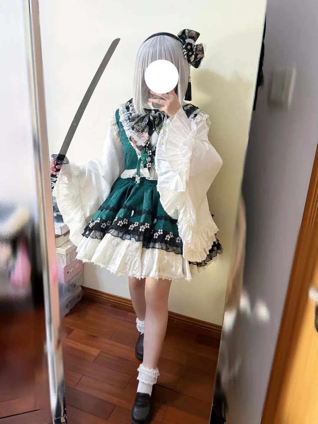东方project, 魂魄妖梦cos, 二次元穿搭, 服装分享, 银白假发