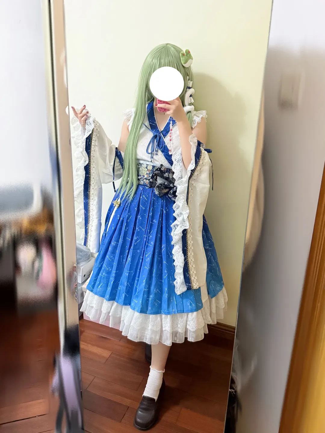 东方project, 二次元cosplay, 东风谷早苗cos, 薄荷绿假发, 动漫服饰