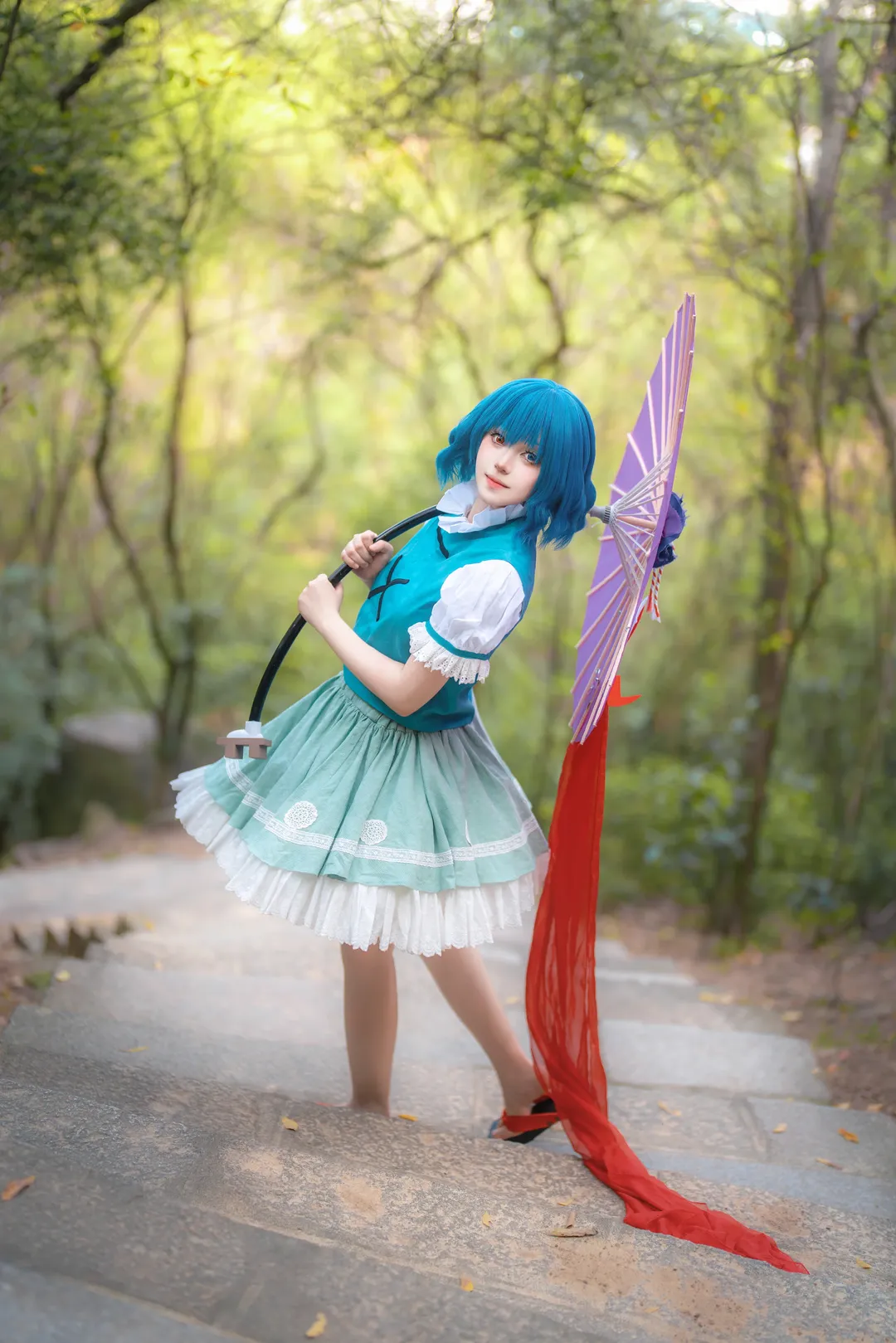 東方Project, 二次元cosplay, 多多良小傘cos, 戶外人像攝影, 油紙傘少女 - 第4張