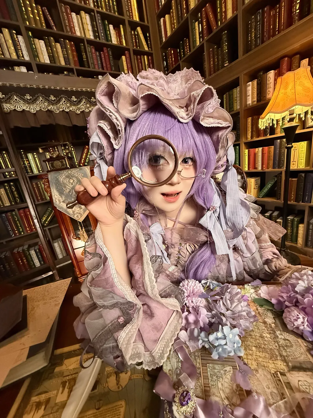 東方project, 帕秋莉cos, cosplay攝影, 復古圖書館, 洛麗塔裝扮