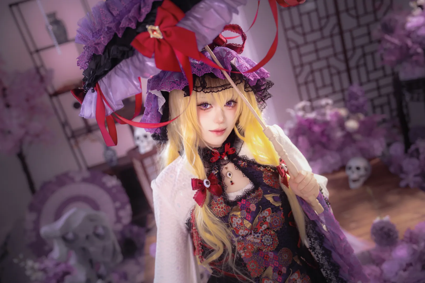 东方Project, 漫展cosplay, 哥特风cos, 八云紫cos, 和风洋装 - 第5张