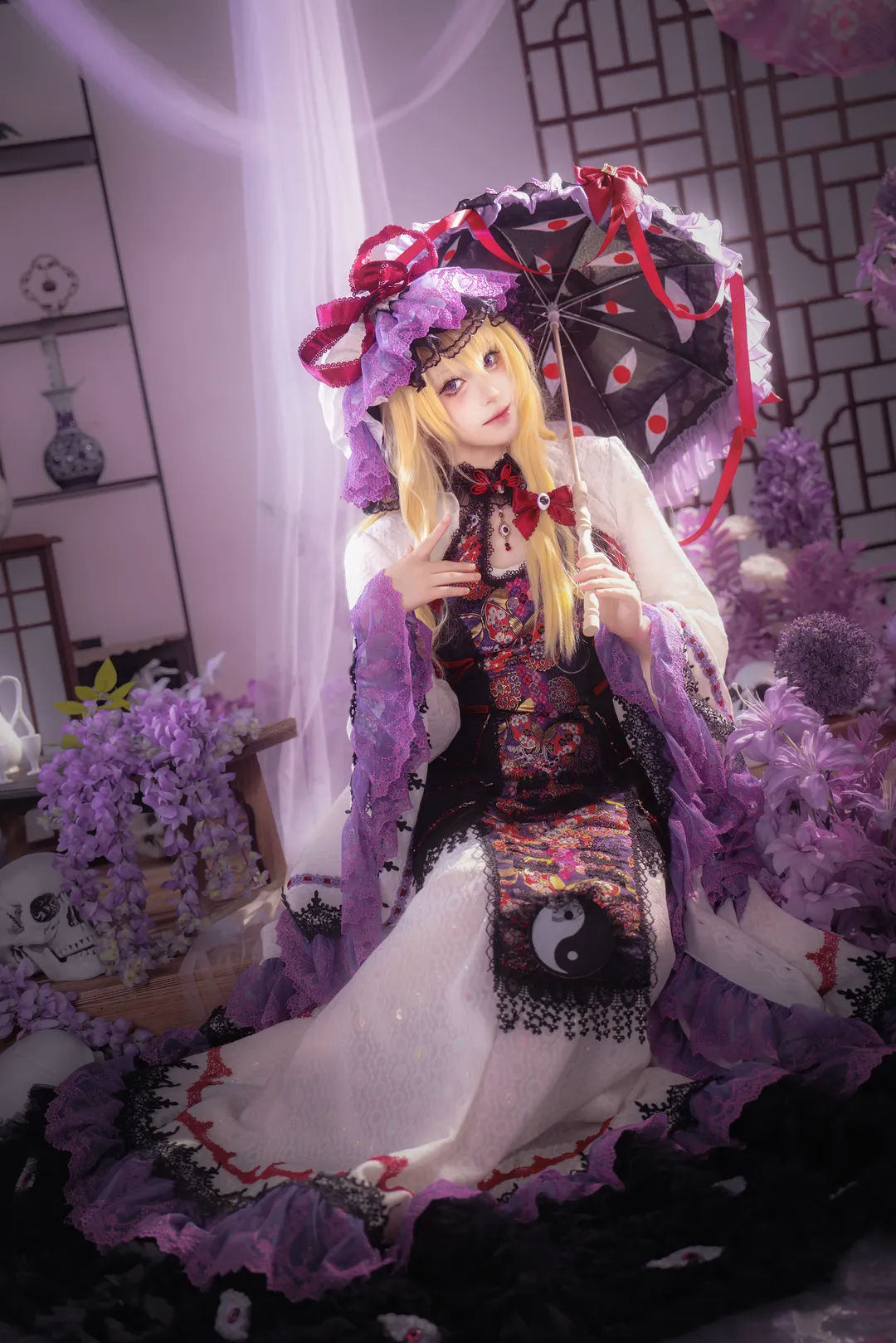 东方Project, 漫展cosplay, 哥特风cos, 八云紫cos, 和风洋装 - 第6张