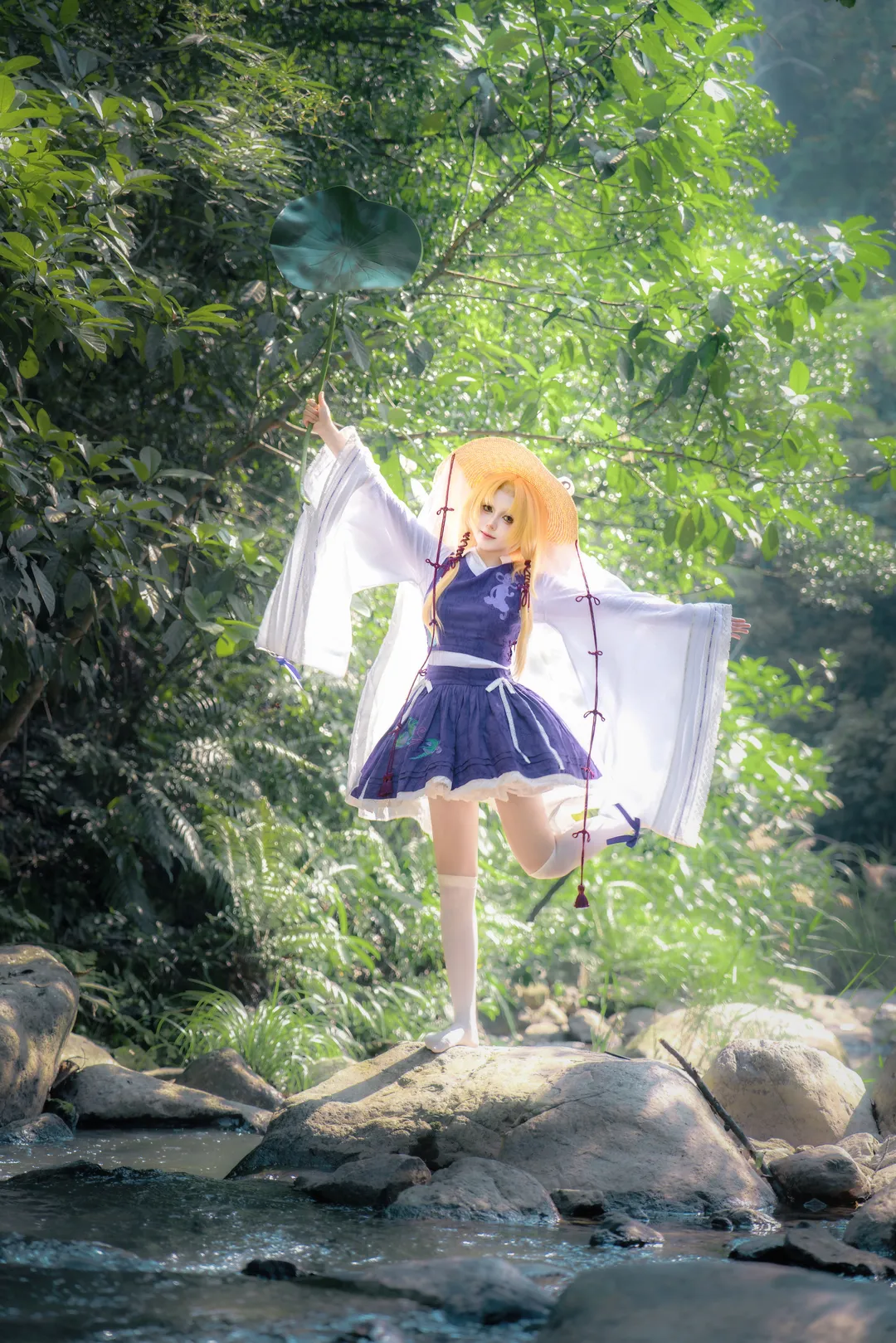 Touhou Project, Moriya Suwako cosplay, Summer stream, Nature photography, Outdoor cosplay - Image 1