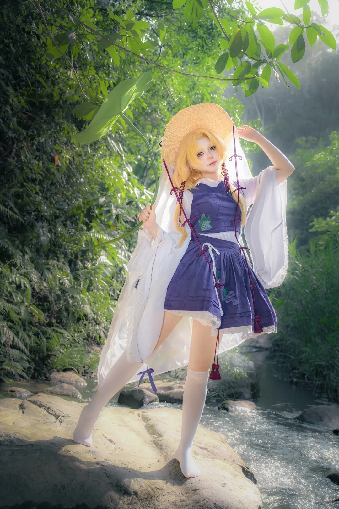Touhou Project, Moriya Suwako cosplay, Summer stream, Nature photography, Outdoor cosplay - Image 2