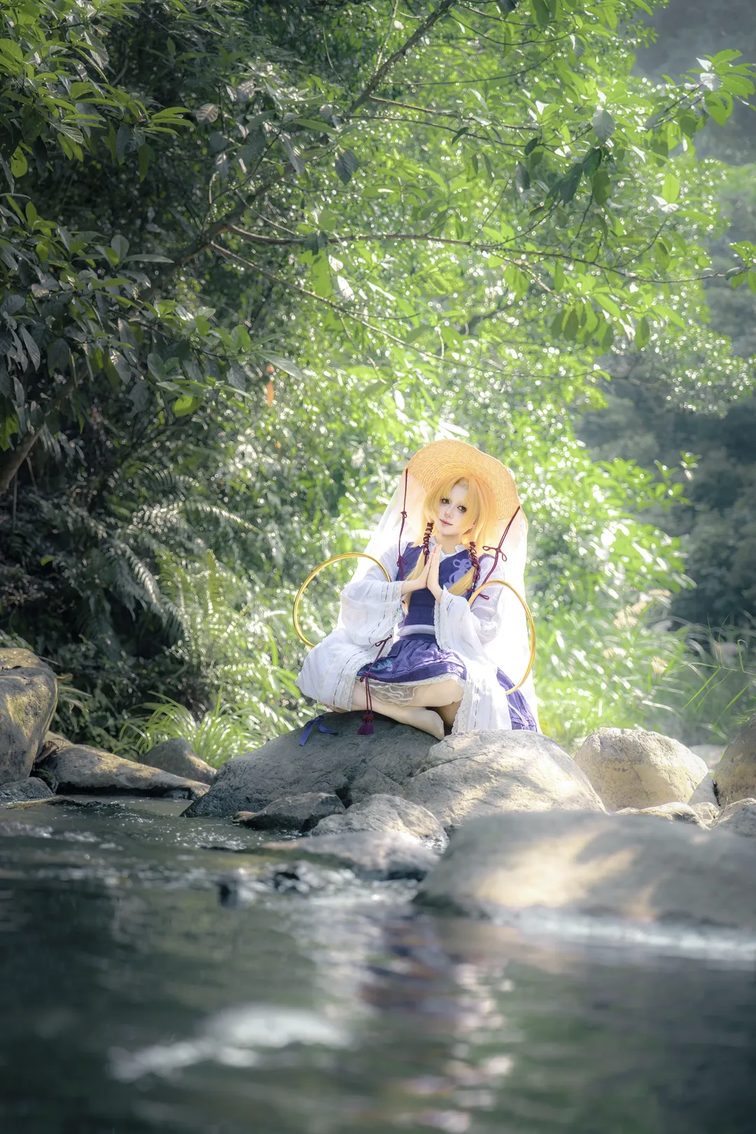 Touhou Project, Moriya Suwako cosplay, Summer stream, Nature photography, Outdoor cosplay - Image 3
