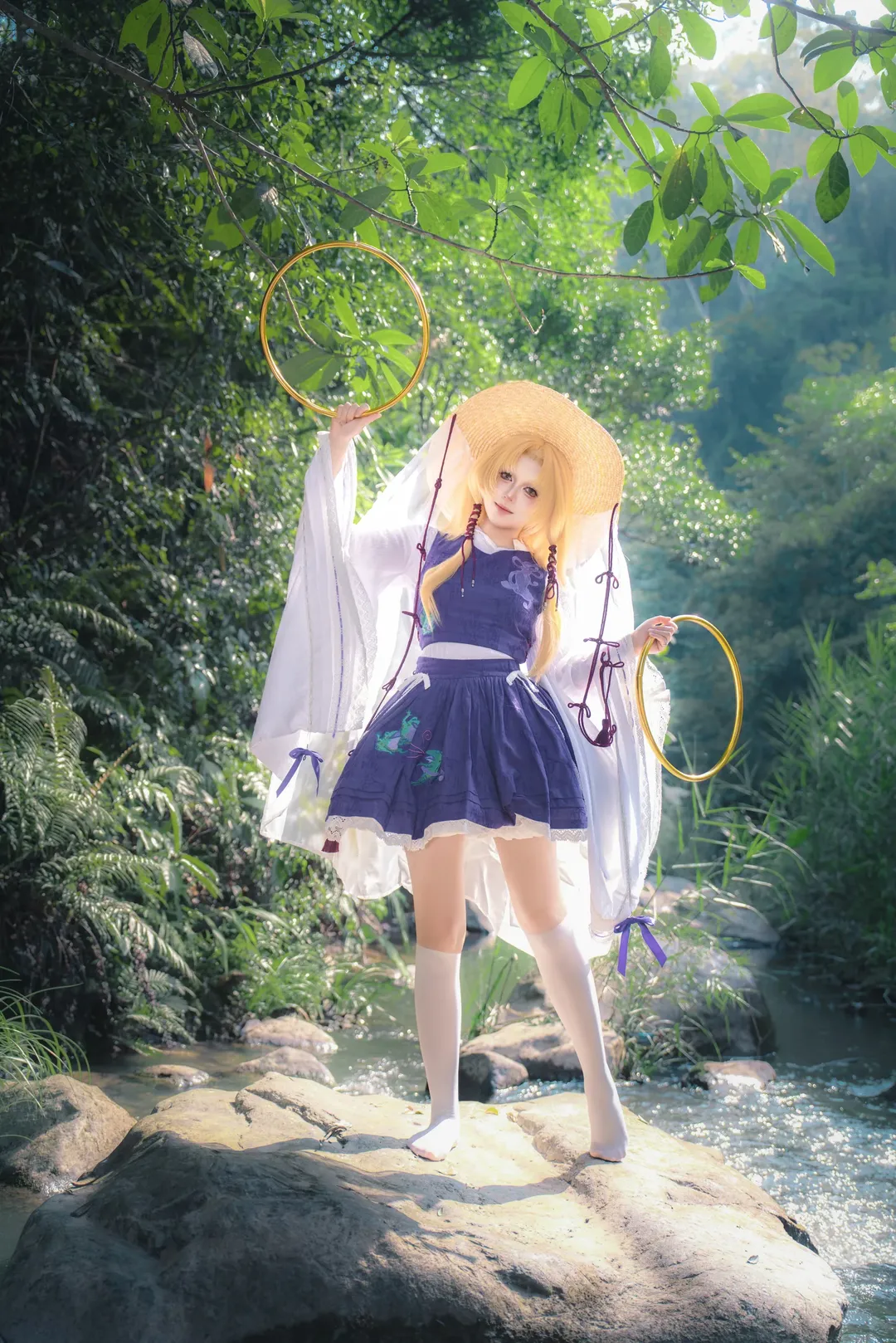 东方project, 泄矢诹访子cos, 夏日溪流, 自然摄影, 户外Cosplay