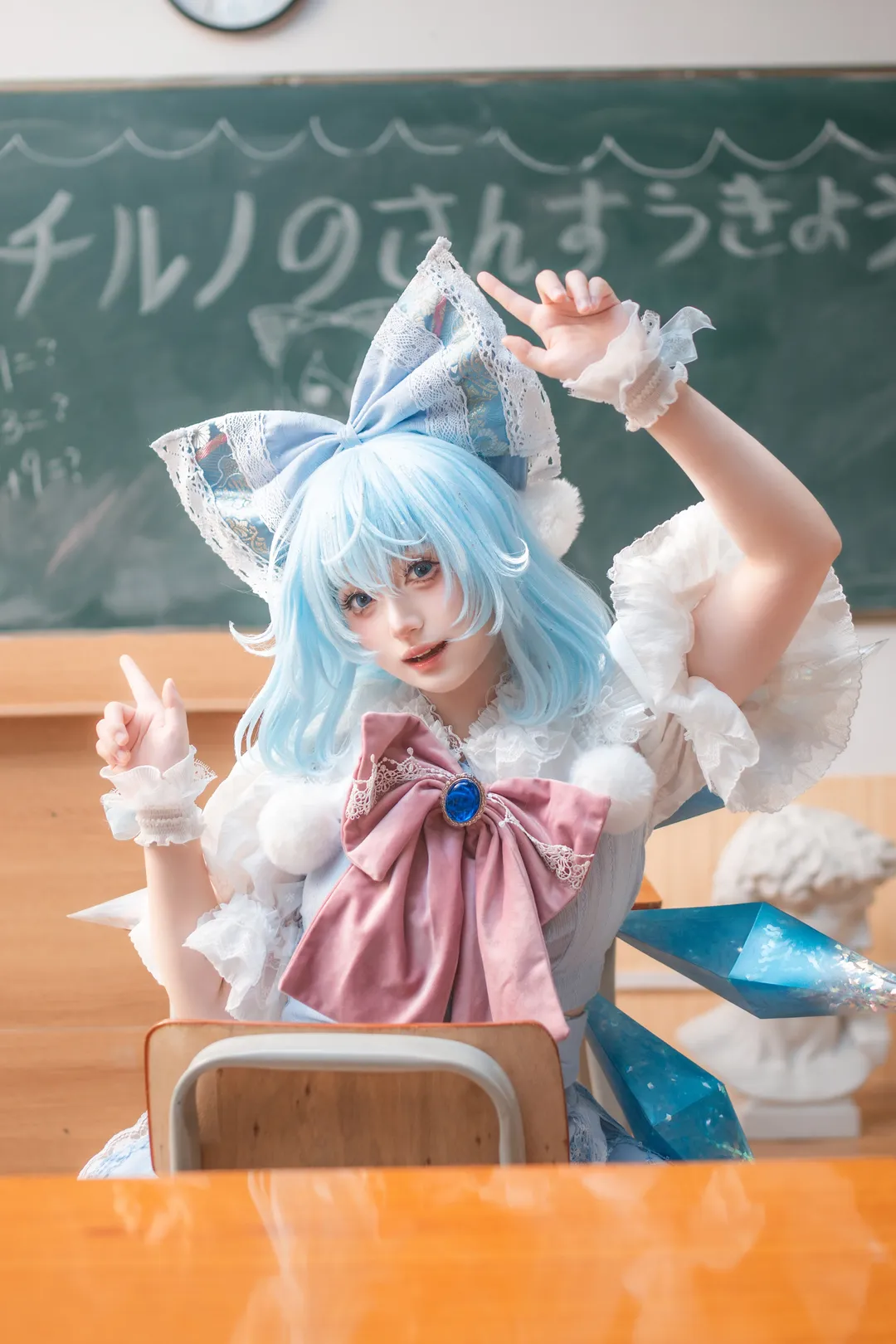 東方Project, 二次元コスプレ, コスプレ撮影, チルノコスプレ, 教室での撮影