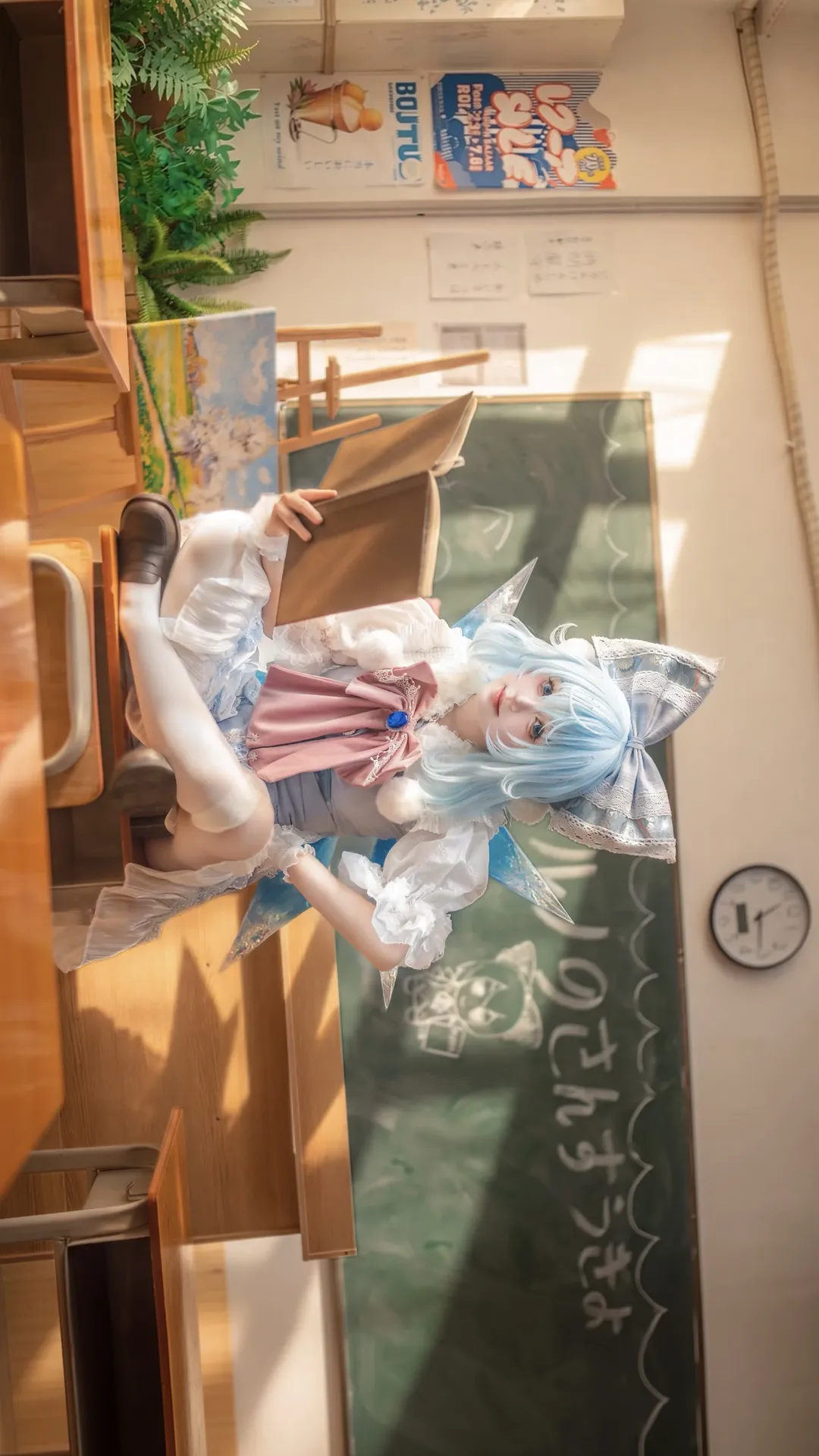 东方project, cosplay正片, 琪露诺cos, 二次元日常, 教室摄影 - 第1张