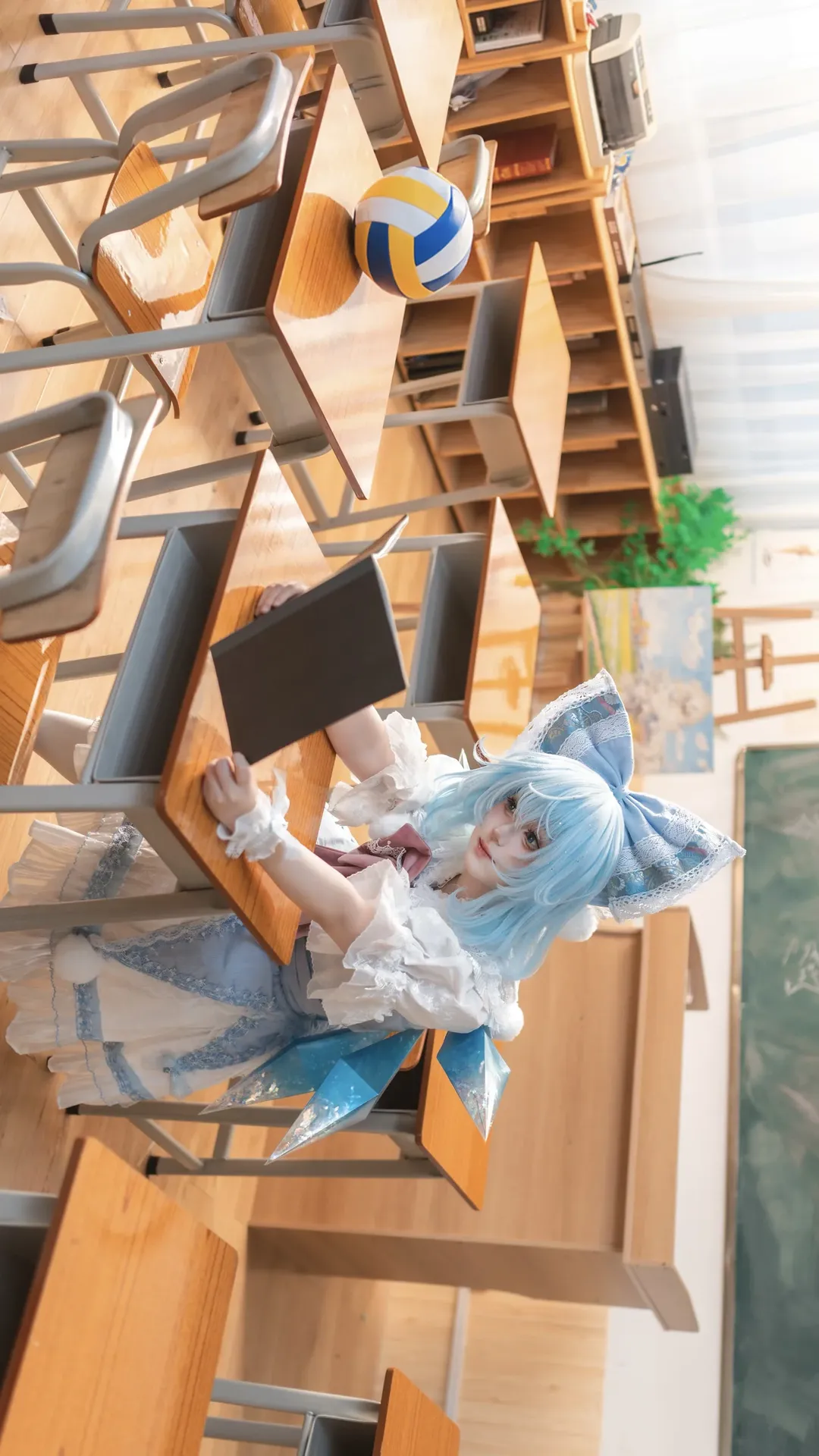 东方project, cosplay正片, 琪露诺cos, 二次元日常, 教室摄影 - 第2张