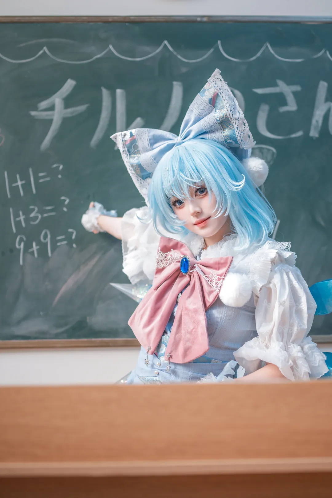 東方project, cosplay正片, 琪露諾cos, 二次元日常, 教室攝影