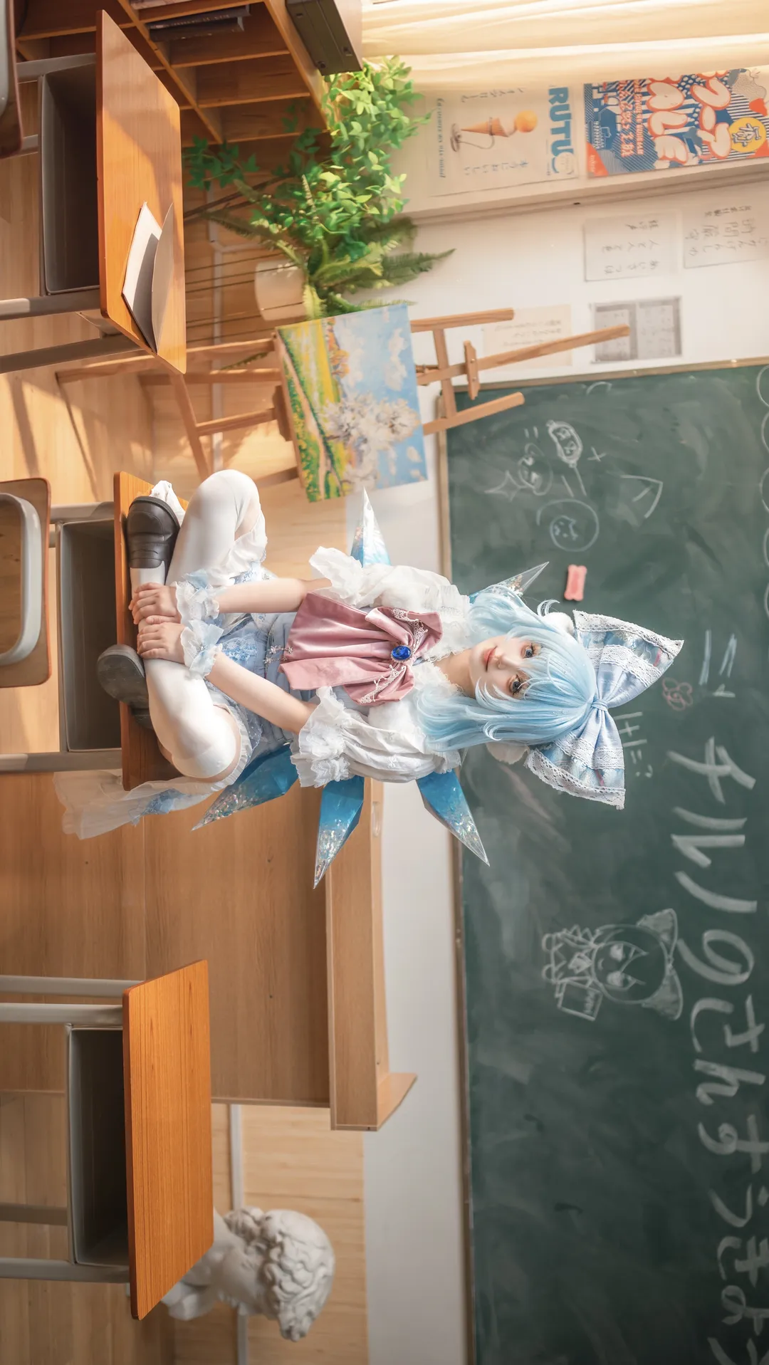 东方project, cosplay正片, 琪露诺cos, 二次元日常, 教室摄影 - 第4张