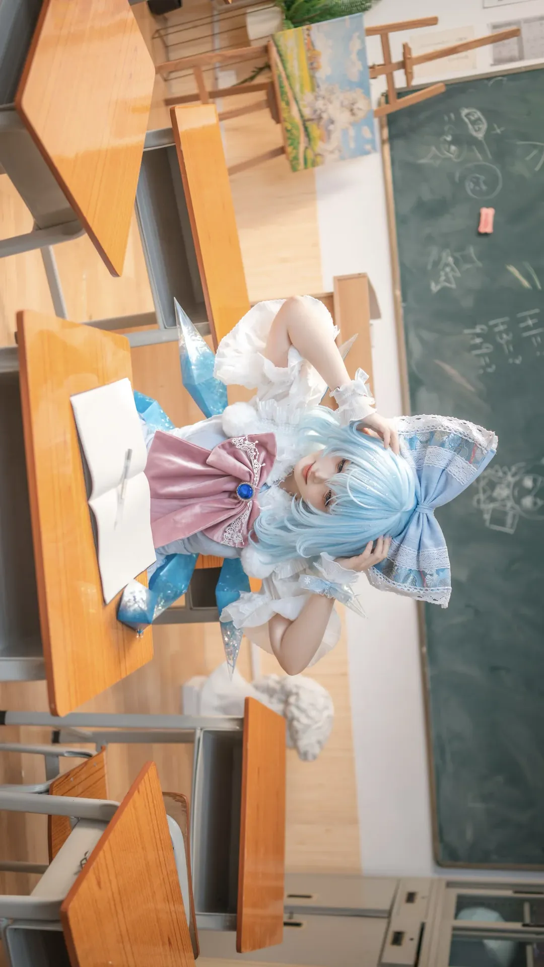 东方project, cosplay正片, 琪露诺cos, 二次元日常, 教室摄影 - 第5张