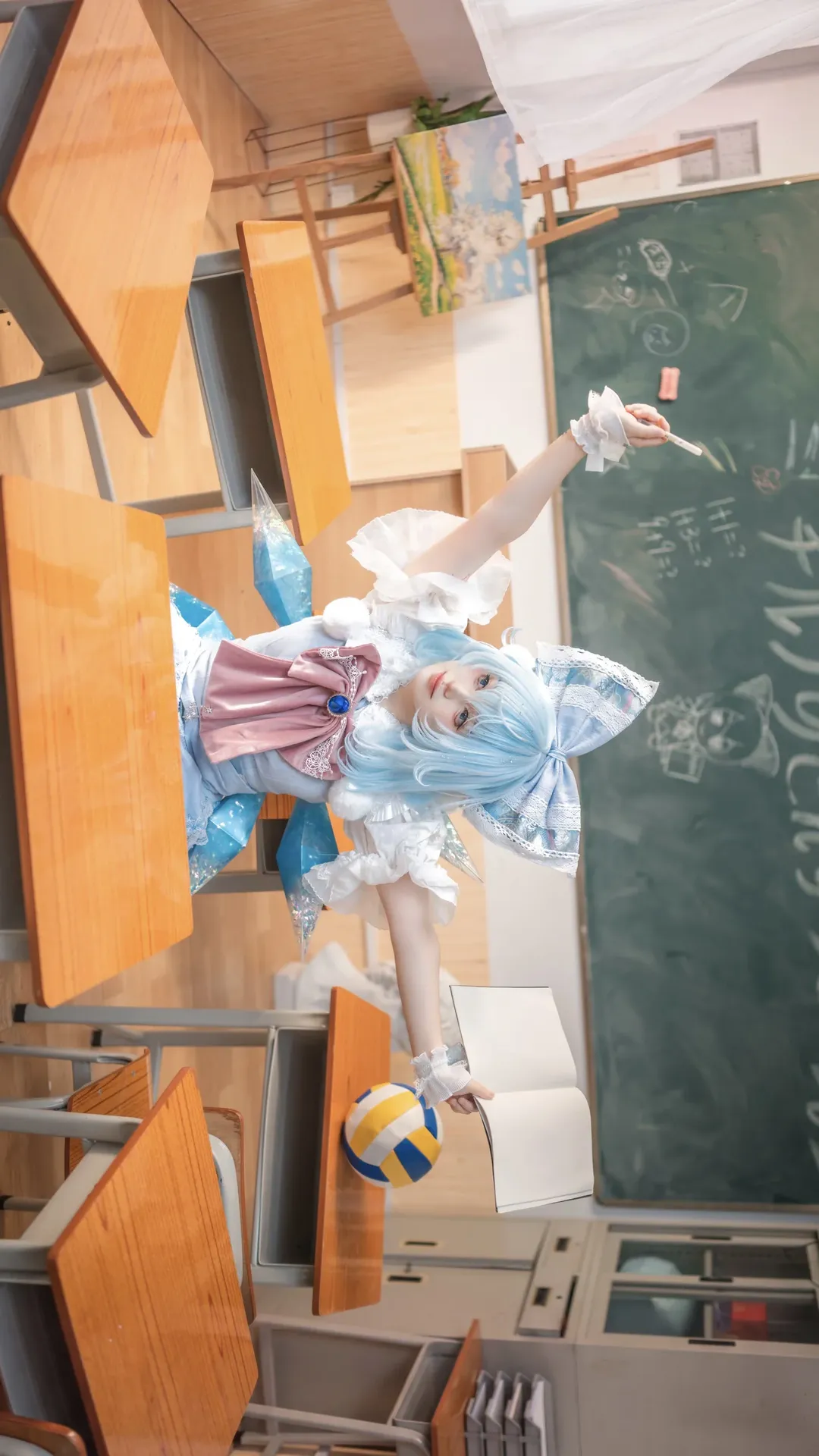 东方project, cosplay正片, 琪露诺cos, 二次元日常, 教室摄影 - 第6张