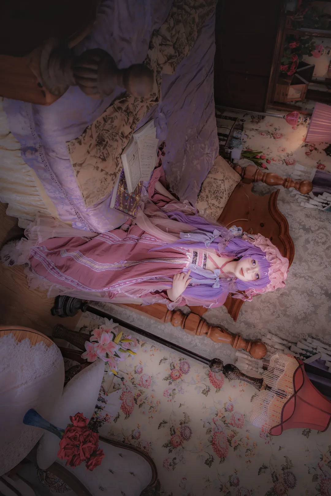 东方project, 帕秋莉cos, 暗调摄影, 东方cosplay, 复古洋装 - 第2张