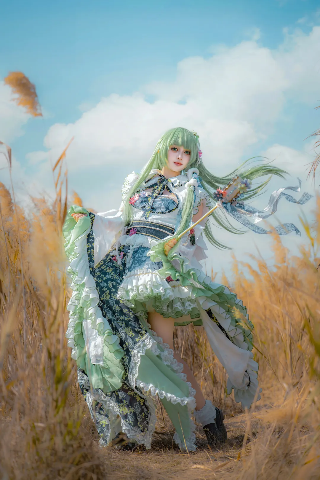 东方project, 户外cosplay, 角色扮演摄影, 奇迹现人神cos, 芦苇人像