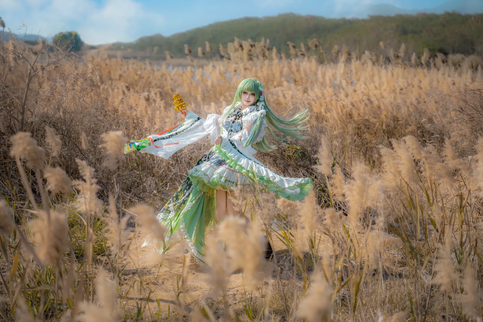 东方project, 户外cosplay, 角色扮演摄影, 奇迹现人神cos, 芦苇人像 - 第5张