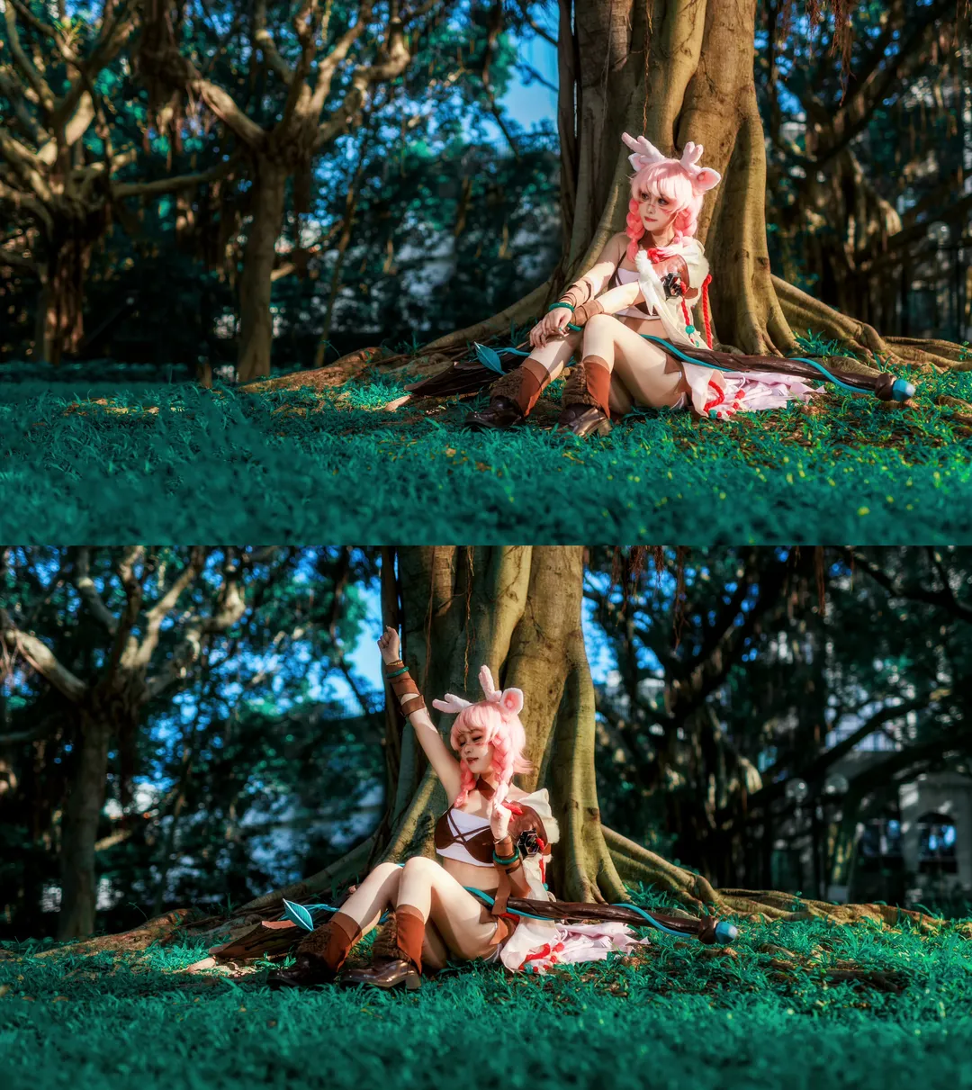 王者荣耀, 瑶cos, cosplay摄影, 外景正片, 丛林森系 - 第1张