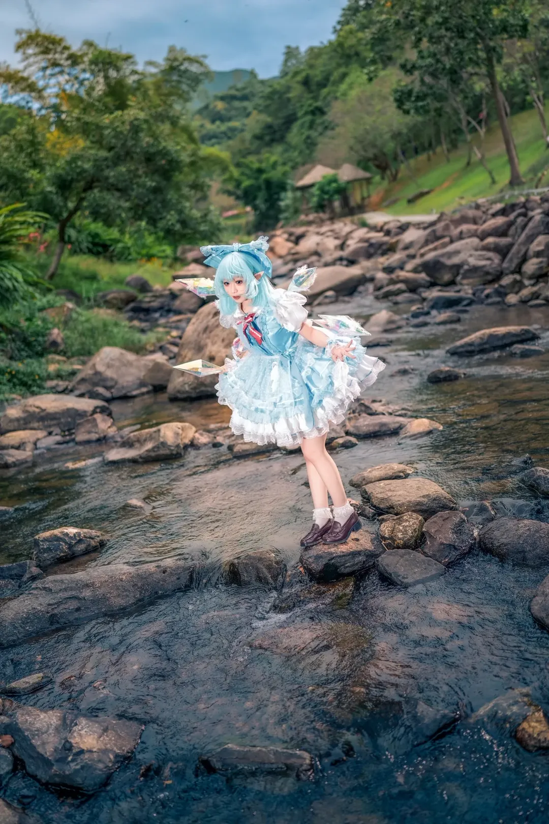 Anime-style photography, Touhou Project, Outdoor cosplay, Cirno cosplay, Stream photography