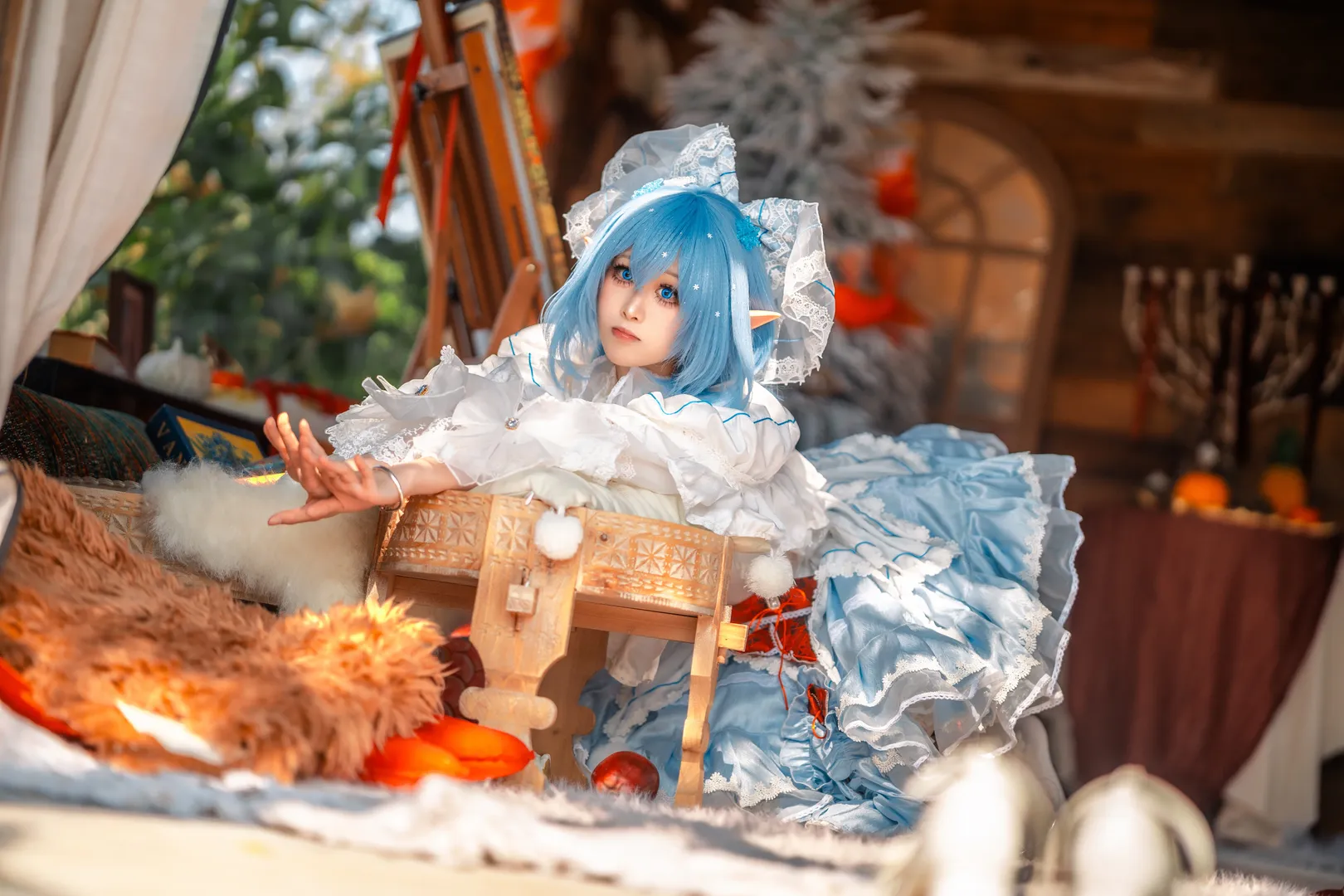 東方Project, コスプレ撮影, チルノコスプレ, アニメコスプレ, ログハウス撮影 - 2枚目