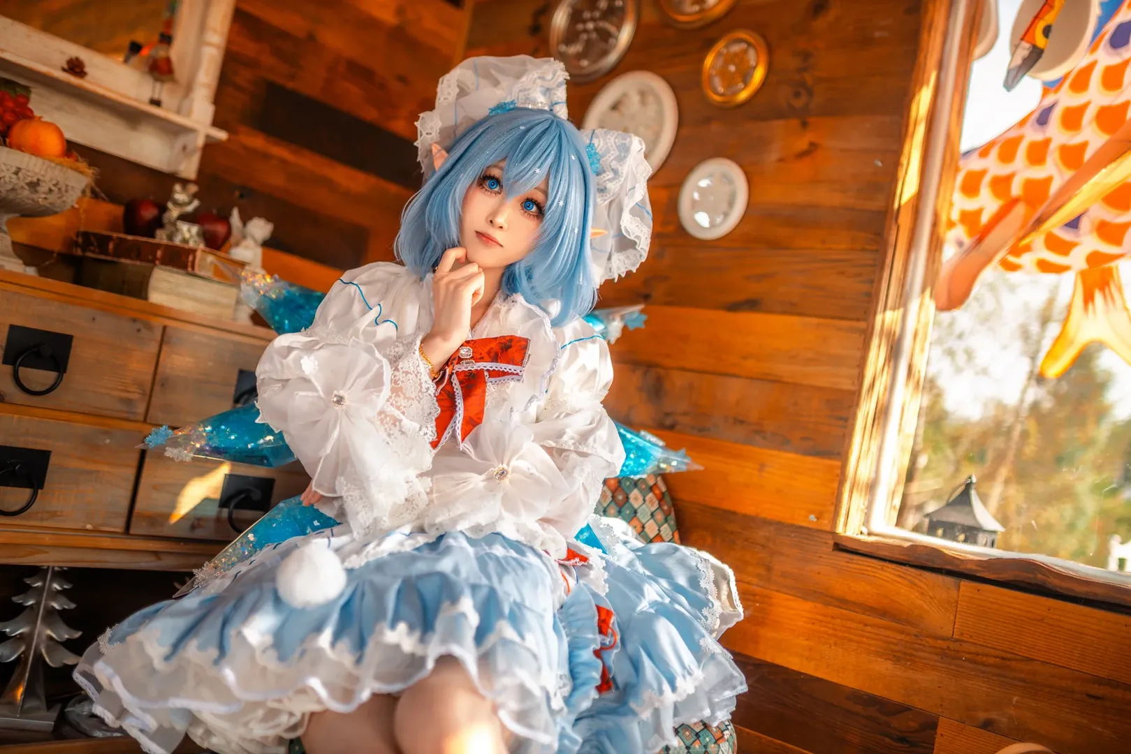 東方Project, コスプレ撮影, チルノコスプレ, アニメコスプレ, ログハウス撮影 - 5枚目