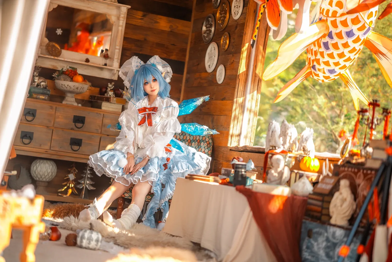 東方Project, コスプレ撮影, チルノコスプレ, アニメコスプレ, ログハウス撮影 - 6枚目