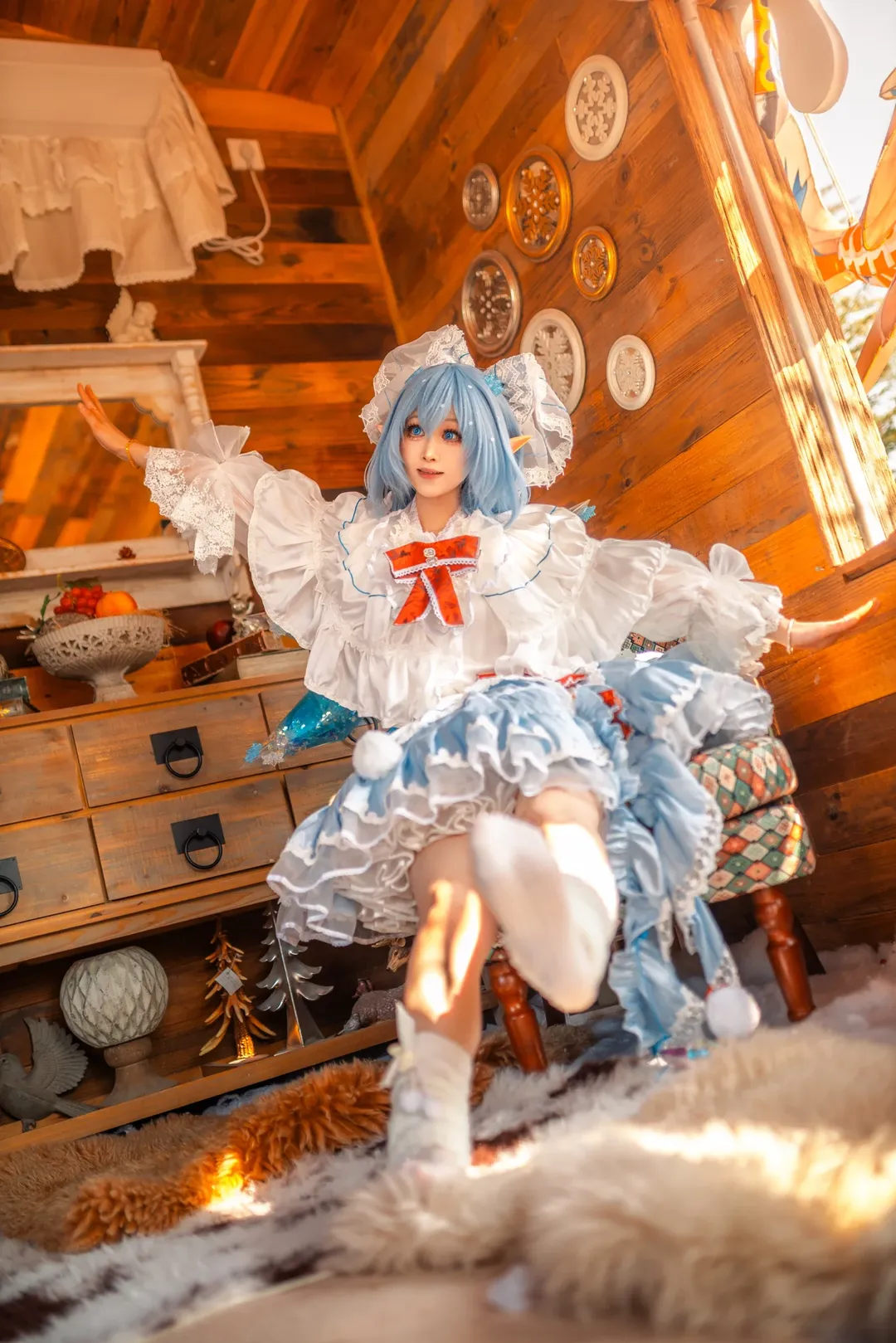東方Project, コスプレ撮影, チルノコスプレ, アニメコスプレ, ログハウス撮影 - 7枚目