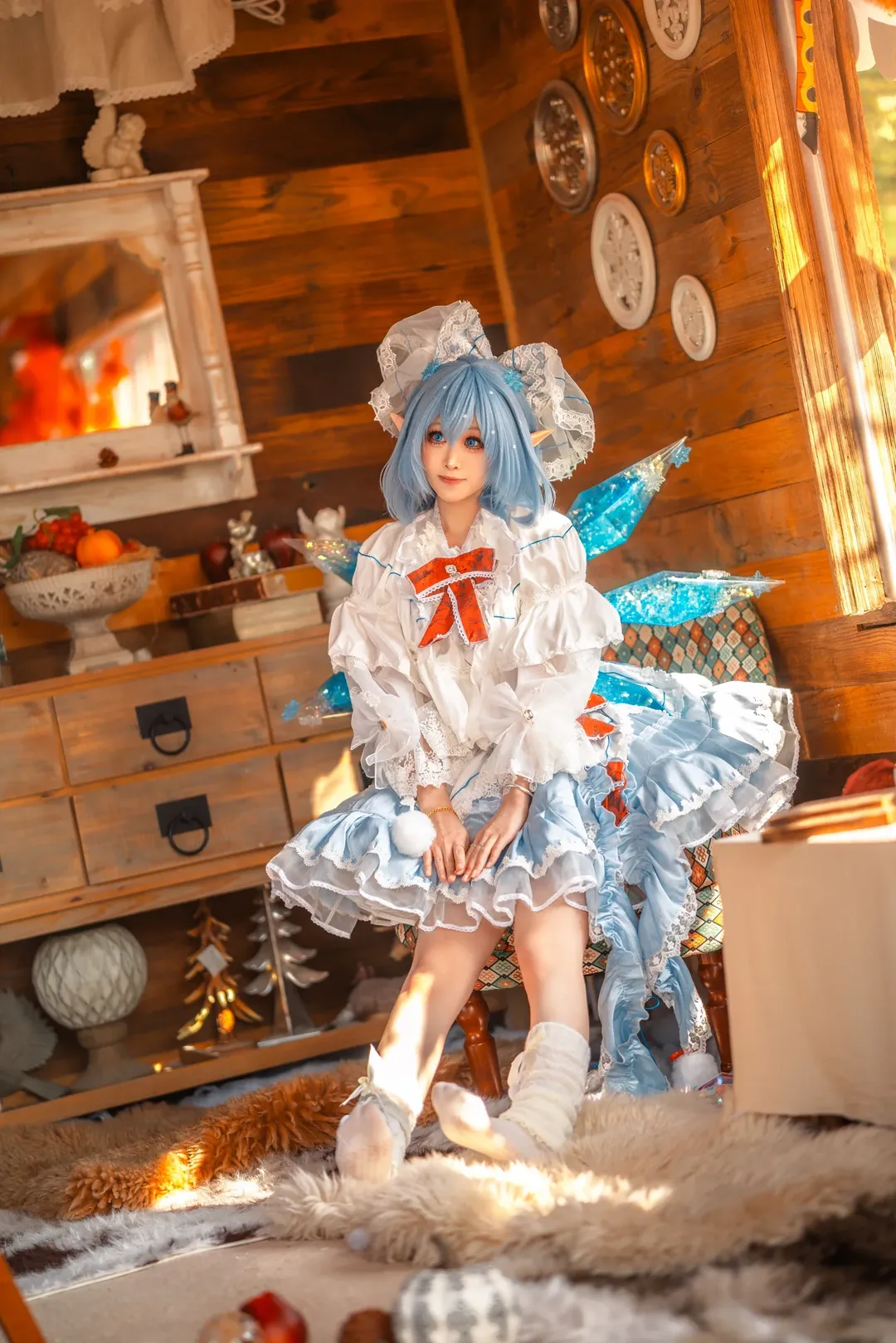 東方Project, コスプレ撮影, チルノコスプレ, アニメコスプレ, ログハウス撮影 - 8枚目