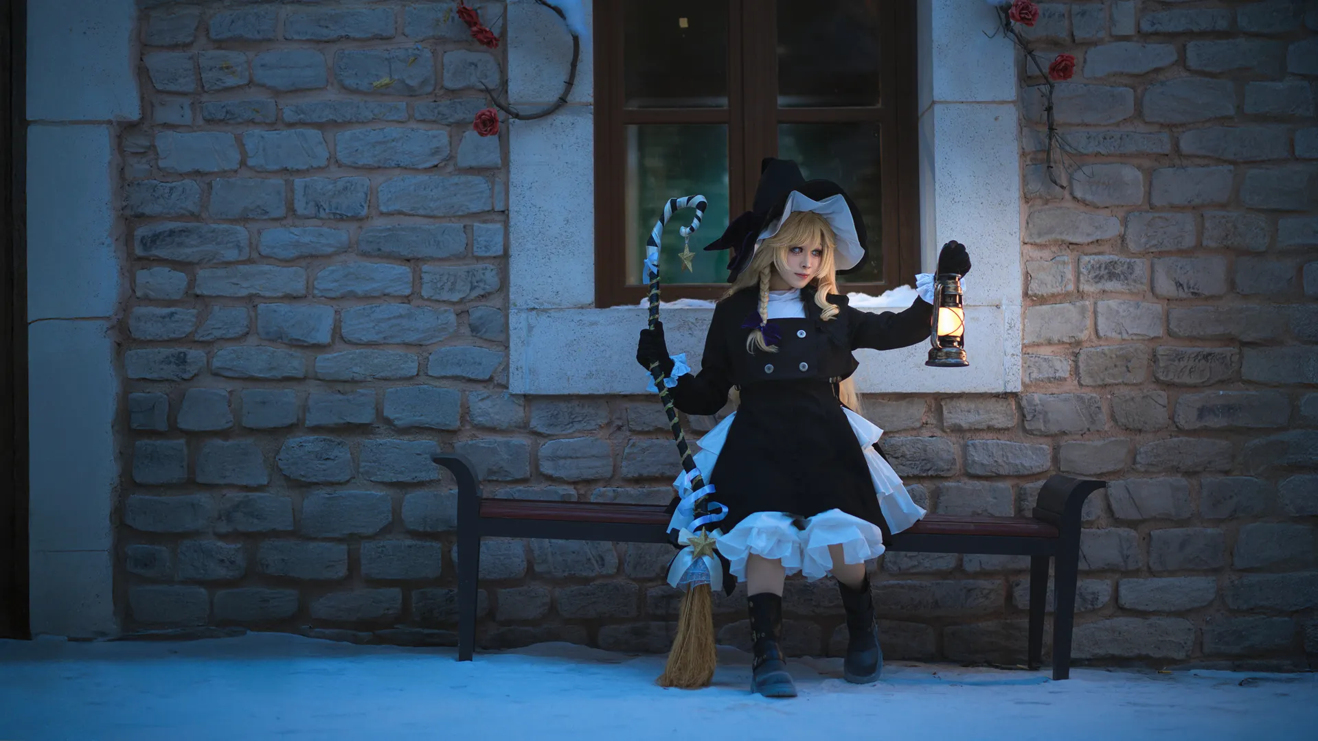东方project, 雾雨魔理沙cos, 二次元cosplay, 冬季雪景cos, 魔女摄影 - 第6张