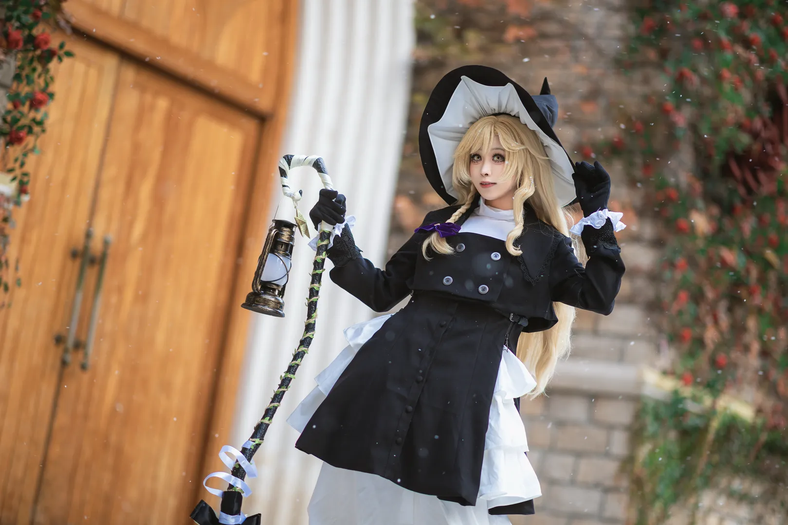 Touhou Project, Marisa Kirisame cosplay, Wizard costume, Coser daily life, Winter snow scene - Image 4