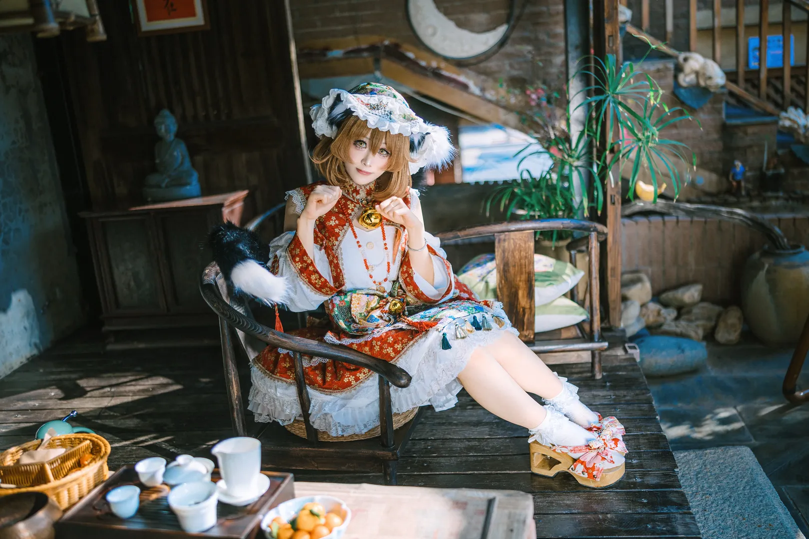 东方Project, cosplay摄影, 中式庭院, 八云橙cos, 兽耳洋装