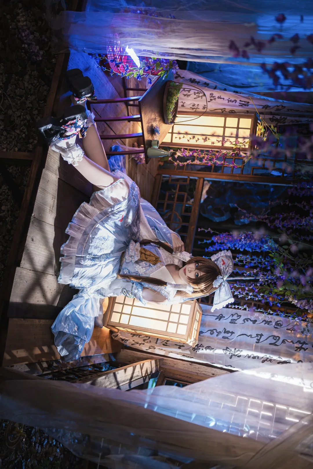 博丽灵梦cos, 东方project, cosplay摄影, 氛围感大片, 和风夜景 - 第1张