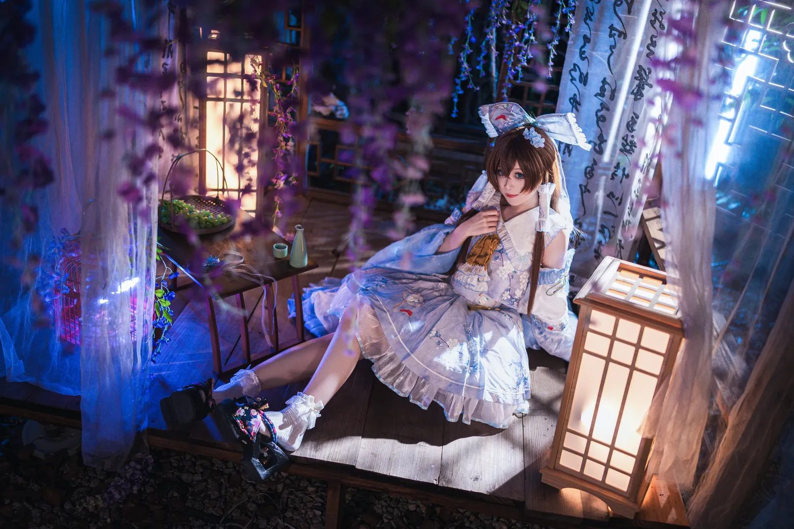 博丽灵梦cos, 东方project, cosplay摄影, 氛围感大片, 和风夜景 - 第10张