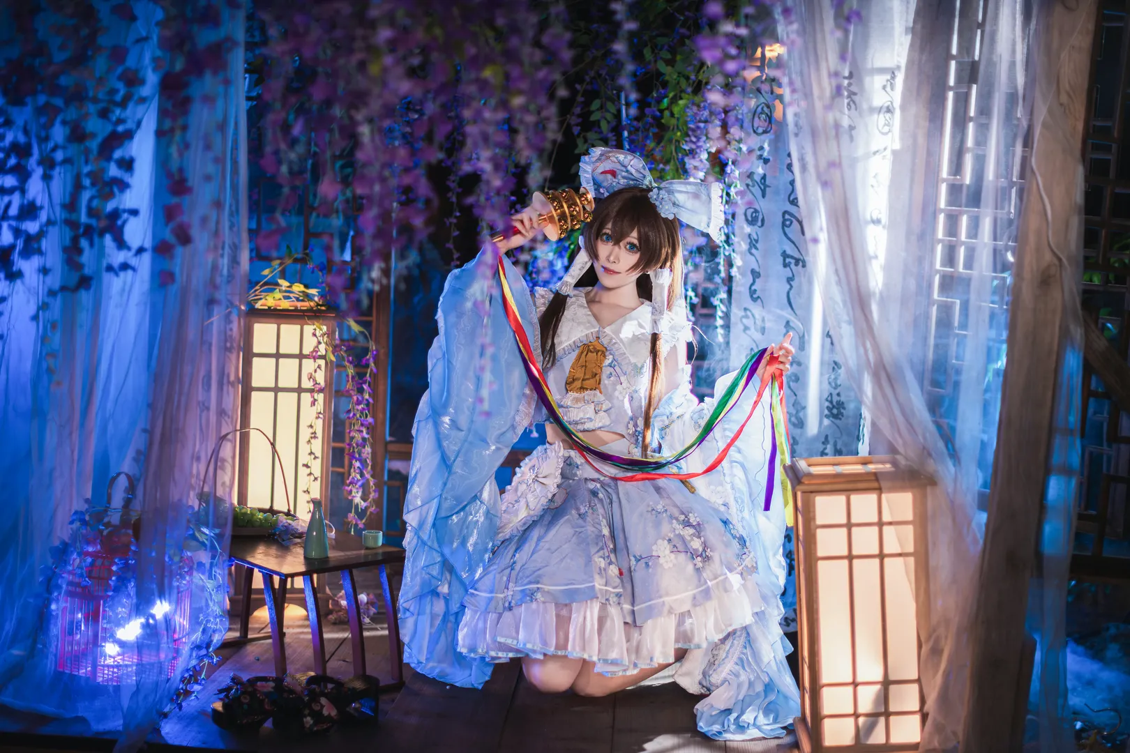 博丽灵梦cos, 东方project, cosplay摄影, 氛围感大片, 和风夜景 - 第2张