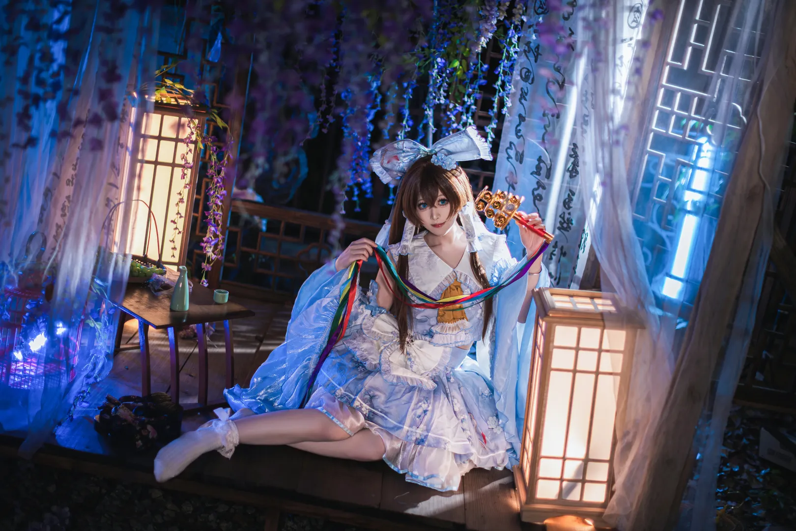 博麗靈夢cos, 東方project, cosplay攝影, 氛圍感大片, 和風夜景
