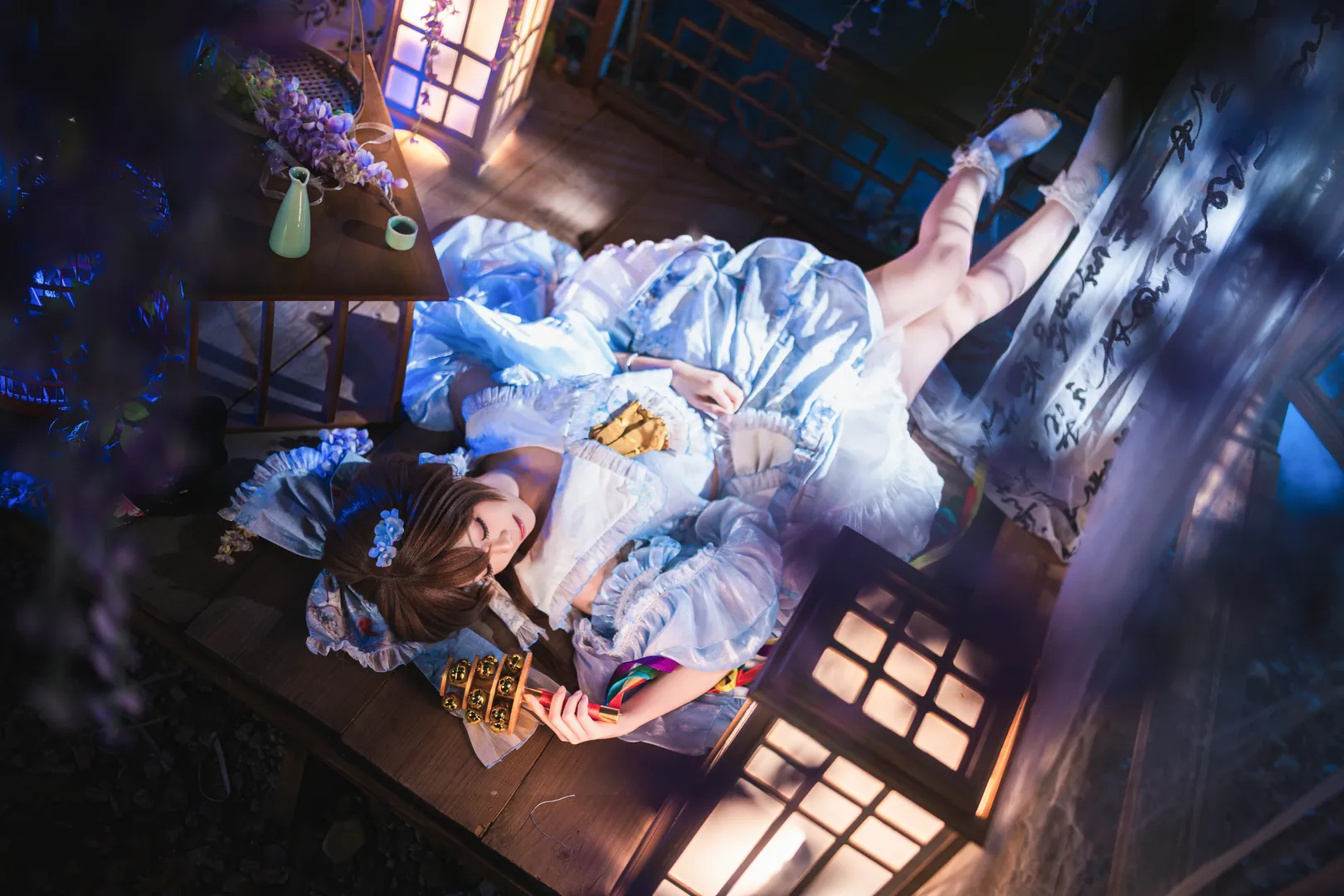 博丽灵梦cos, 东方project, cosplay摄影, 氛围感大片, 和风夜景 - 第5张
