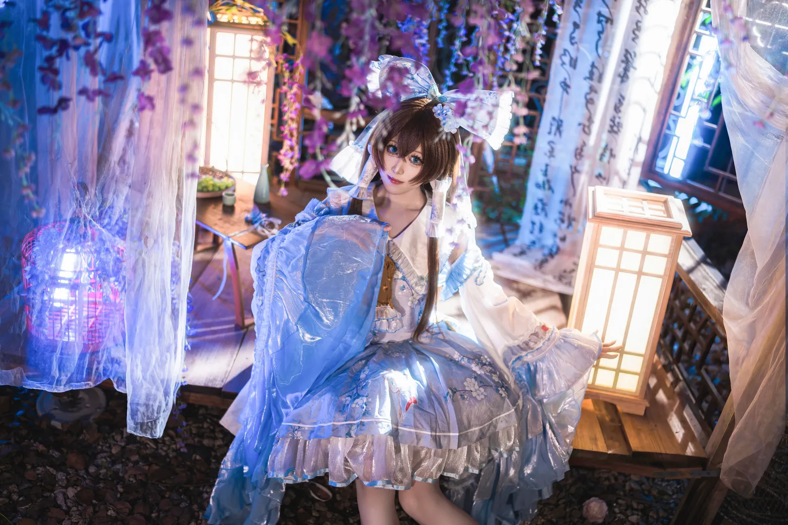 博丽灵梦cos, 东方project, cosplay摄影, 氛围感大片, 和风夜景 - 第6张