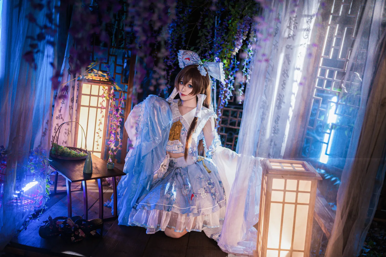 博丽灵梦cos, 东方project, cosplay摄影, 氛围感大片, 和风夜景 - 第7张