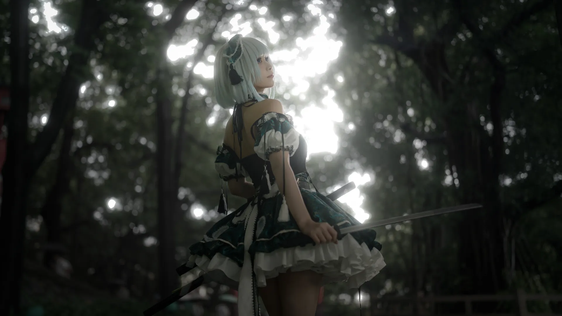 cosplay, 东方project, 魂魄妖梦cos, 和风洋装, 雨天摄影 - 第2张