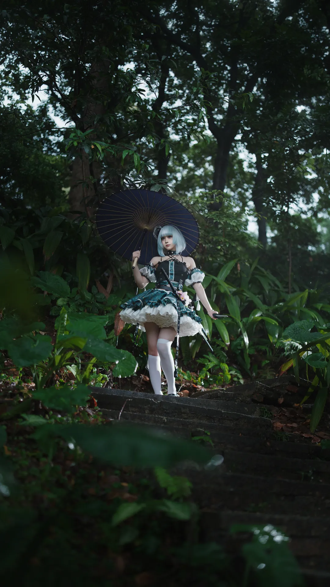 cosplay, 东方project, 魂魄妖梦cos, 和风洋装, 雨天摄影