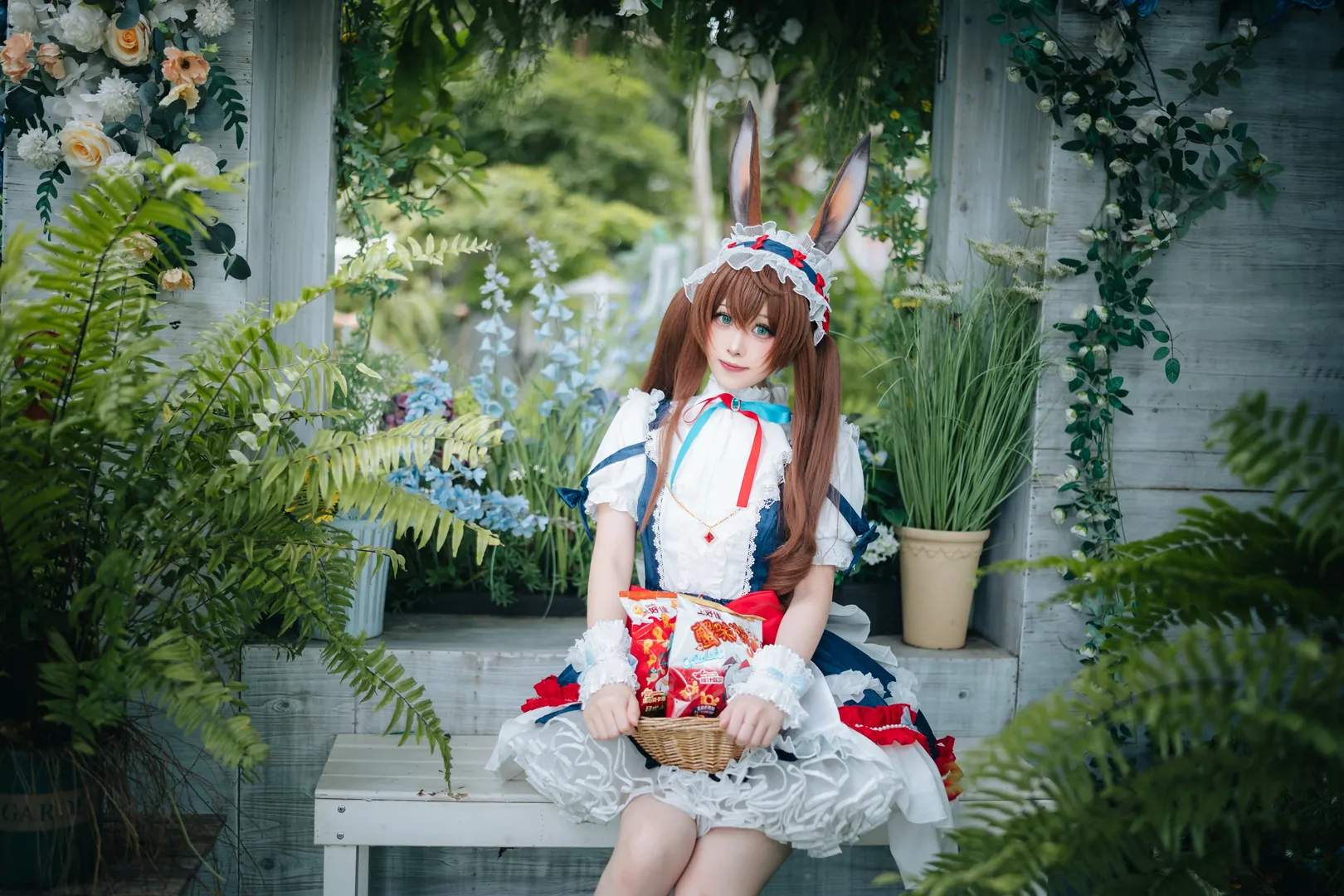 cosplay, Arknights, Amiya cosplay, Ephemeral Azure Thunder, Bunny maid - Image 6