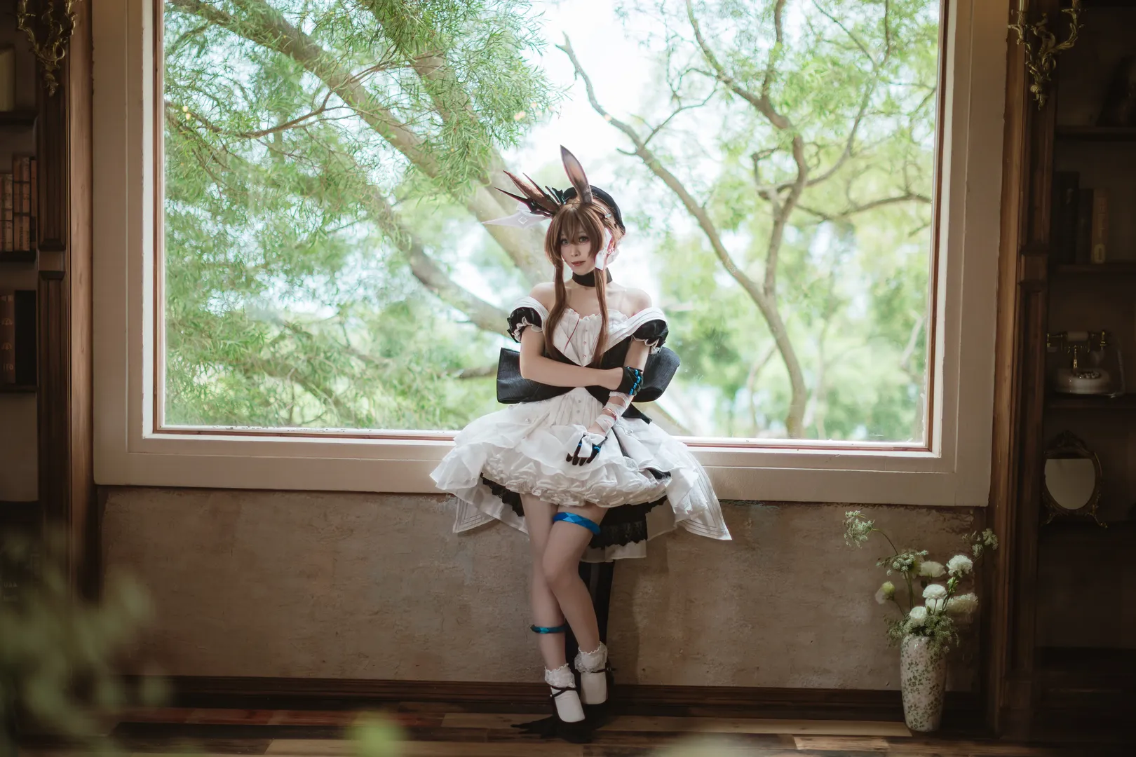 明日方舟, 阿米娅cos, 复古摄影, 丛林症结, 兔耳女仆装